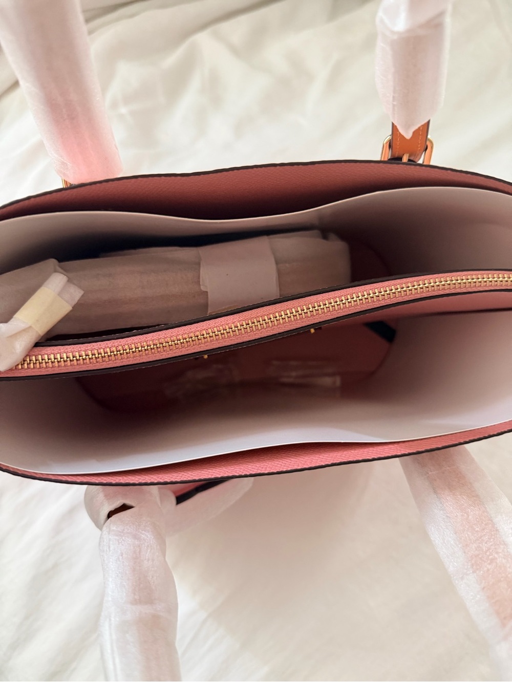 Coach Powder Pink Mollie Tote with Floral Charm and Tan Trim - Picture 2 of 9